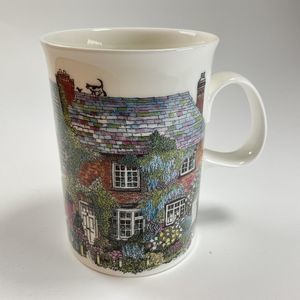 Vtg Dunoon Ceramics Cottages Sue Scullard Cat On Roof Fine Bone China England